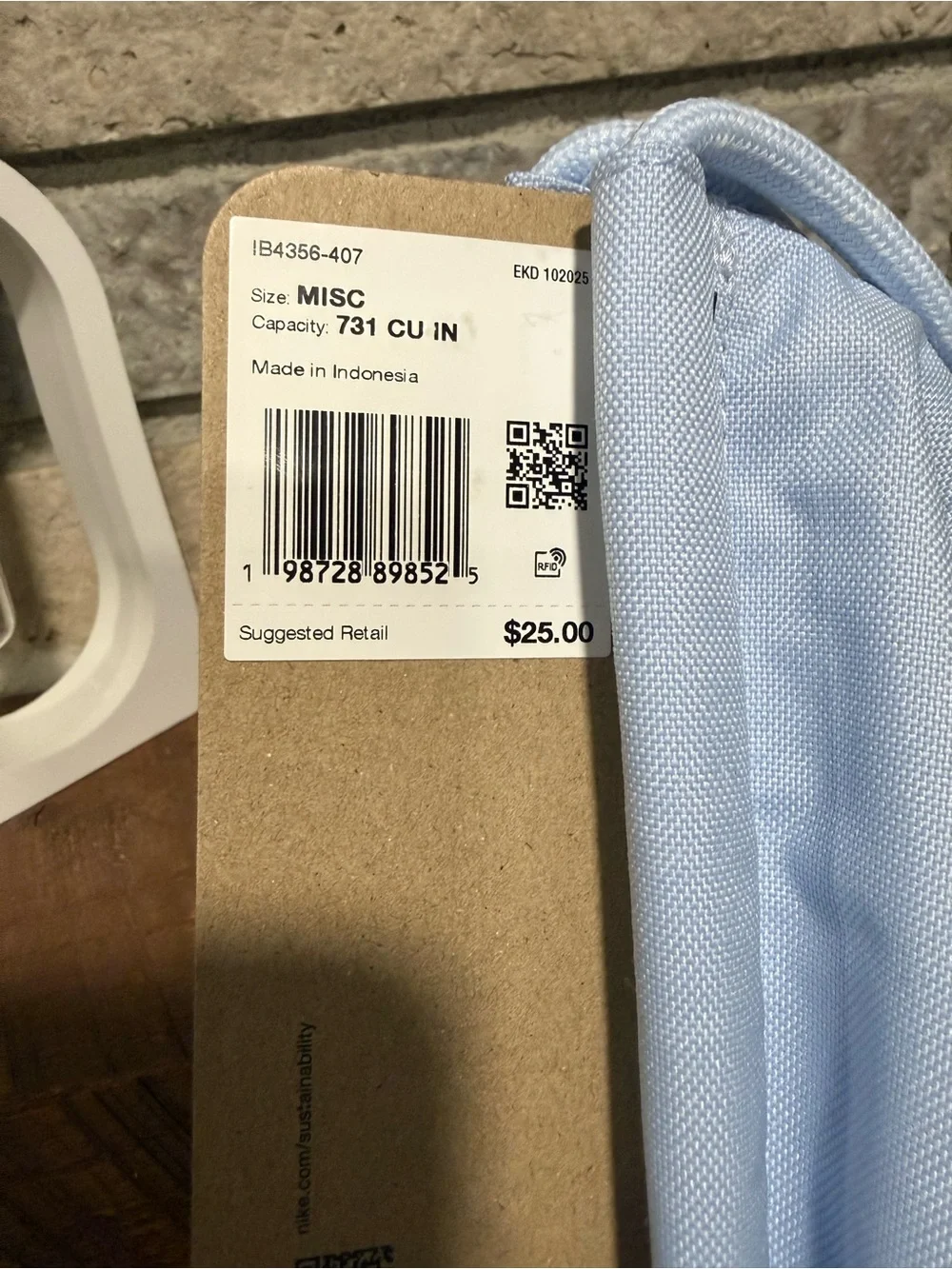 Nike Light Blue Drawstring Gym Bag